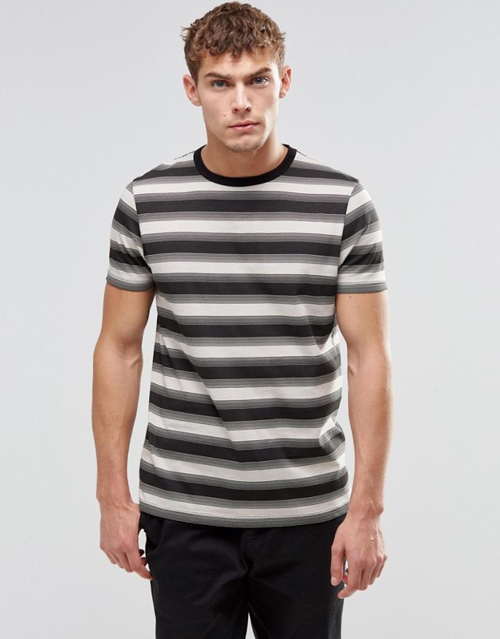 Asos T-shirt In Retro Stripe In Black/stone - Black