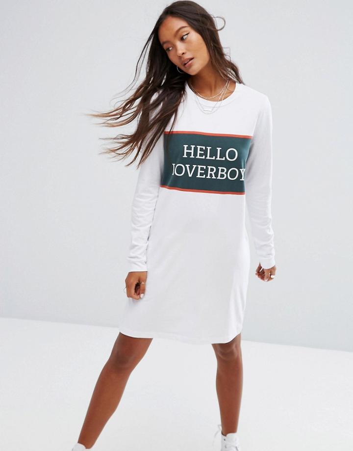 Noisy May Long Sleeve Jersey Dress - White