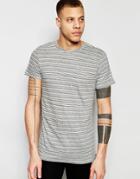 Adpt Longline Knitted Stripe T-shirt - Black