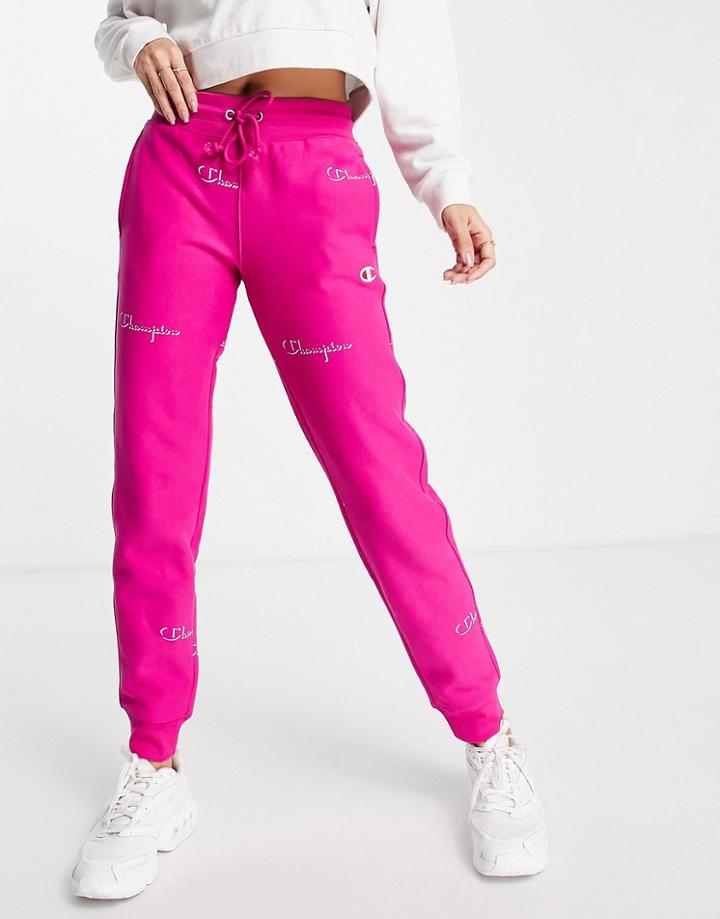 Champion Sweatpants With Repeat Logo In Pink-purple