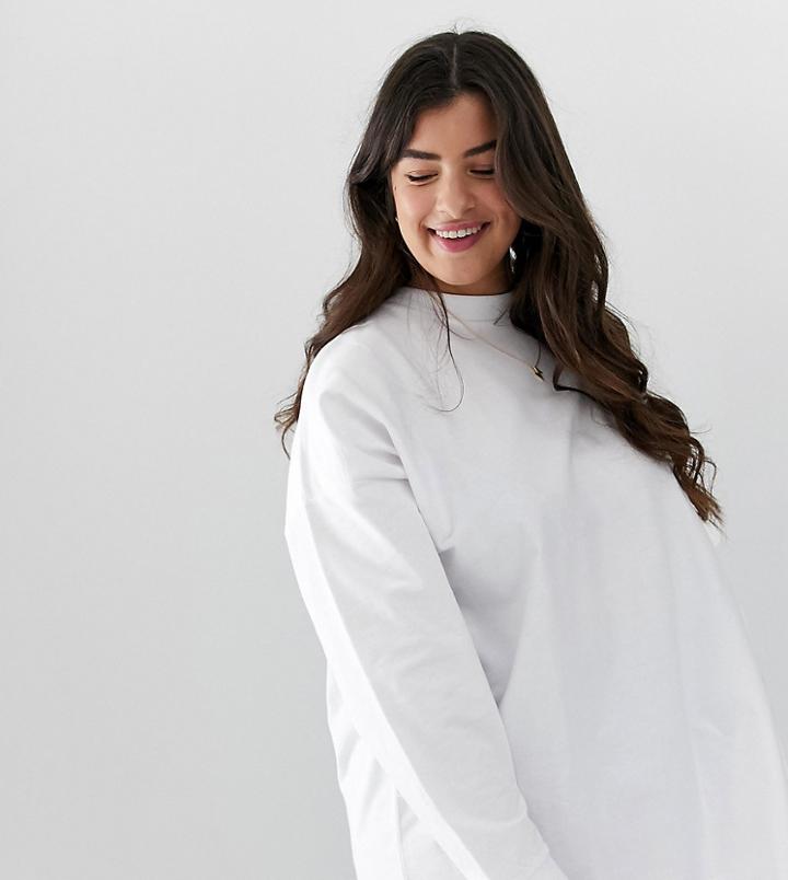 Asos Design Curve Super Oversized Lightweight Sweatshirt In White