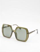 Asos Design Recycled Frame Oversized 70s Sunglasses In Green