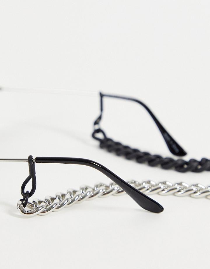 Asos Design Chunky Sunglasses Chain With Half Black And Half Silver Tone-multi
