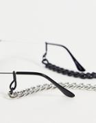 Asos Design Chunky Sunglasses Chain With Half Black And Half Silver Tone-multi