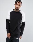 Asos Relaxed V Neck Long Sleeve T-shirt With Color Block Panels And Curved Hem - Multi