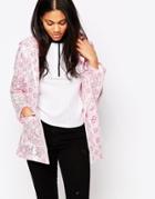 Brave Soul Lace Plastic Trench - Pink