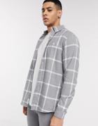 River Island Maison Riviera Check Shirt In Gray-grey