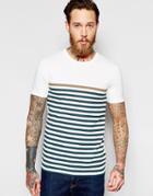 Asos Muscle T-shirt With Highlight Stripe - Off White