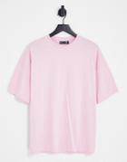 Asos Design Oversized T-shirt With Crew Neck In Light Pink