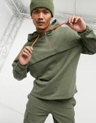Asos Design Co-ord Oversized Hoodie In Washed Green With Orange Tech Details
