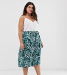 Brave Soul Plus Amalfi Midi Skirt In Tropical Print - Green