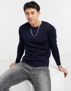 Selected Homme New Merino Crew Neck Sweater-navy