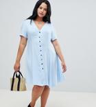 New Look Curve Ruched Sleeve Tea Dress - Blue