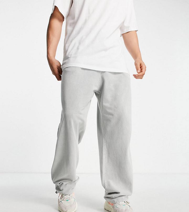 Collusion Wide Leg Sweatpants With Print In Acid Wash Gray Pique Fabric - Part Of A Set-grey