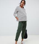 Asos Design Maternity Slim Leg Combat Pants In Khaki - Green