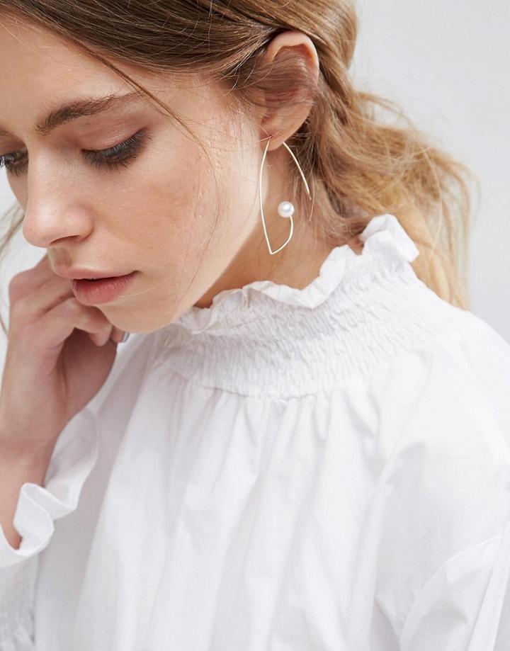 Asos Open Wire Pearl Through Earrings - Gold