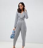 Miss Selfridge Jumpsuit With Button Detail In Houndstooth Print-black