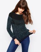 Only Anna Fringe Sweater In Blue - Navy