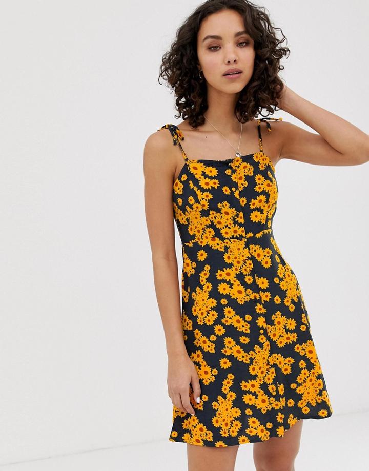 Only Daisy Print Cami Mini Dress - Black