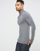 Asos Extreme Muscle Long Sleeve Polo In Gray - Gray