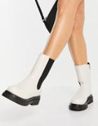 Truffle Collection Mid Height Chunky Chelsea Boots In Cream-white
