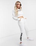 Ellesse Cropped Sweatshirt/pants Set In White