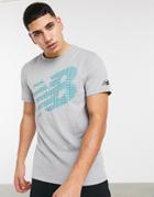 New Balance Running Large Logo Heathertech T-shirt In Gray-grey