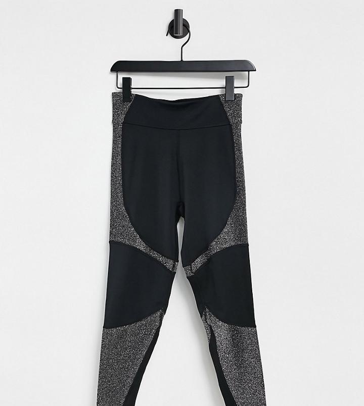 Asos 4505 Petite Leggings With Sparkle Contouring-black