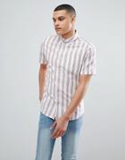 Only & Sons Short Sleeve Shirt With Vertical Stripe - Pink