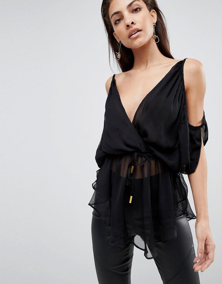Finders Keepers Mateo Cold Shoulder Blouse - Black