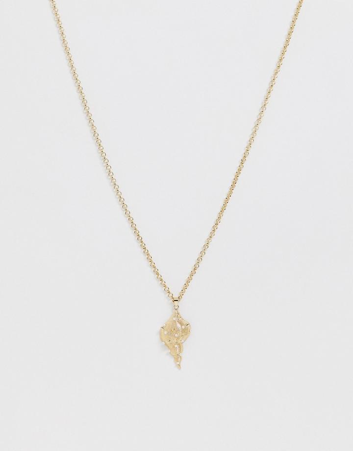 Designb London Pearl Encrusted Shell Pendant Necklace-gold