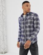 G-star Washed Check Shirt In Blue And Off White