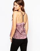 Asos Cami Top With Laddered Back In Wash - Pink