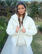 Na-kd Faux Leather Jacket In Cream-white