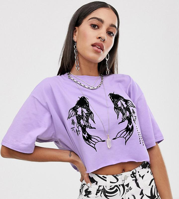 Reclaimed Vintage Inspired T-shirt With Koi Carp - Purple