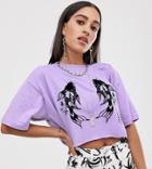 Reclaimed Vintage Inspired T-shirt With Koi Carp - Purple