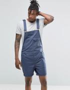 Asos Slim Short Dungarees In Blue - Petrol
