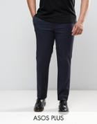 Asos Plus Slim Tuxedo Pants In Navy - Navy