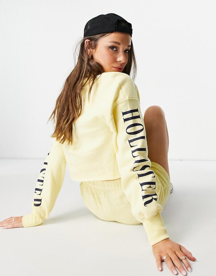 Hollister Logo Sleeve Sweatshirt In Yellow