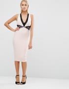 Hedonia Pencil Dress With Lace Insert - Pink