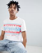 Tommy Jeans Cut Out Stripe Logo T-shirt In White - White