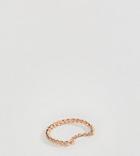 Asos Design Rose Gold Plated Sterling Silver Ring With Chain Detail - Copper