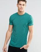 Asos Muscle T-shirt With Crew Neck In Teal Marl - Pacific Marl