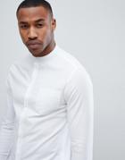 Asos Design Smart Skinny Oxford Shirt With Grandad Collar In White - White