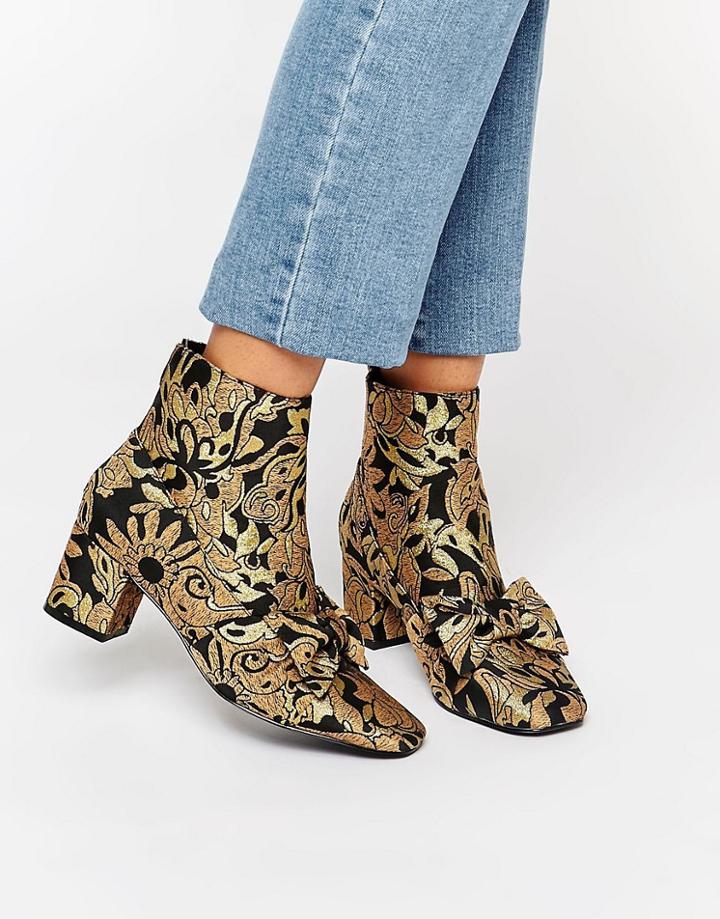 Asos Rayal Bow Ankle Boots - Gold