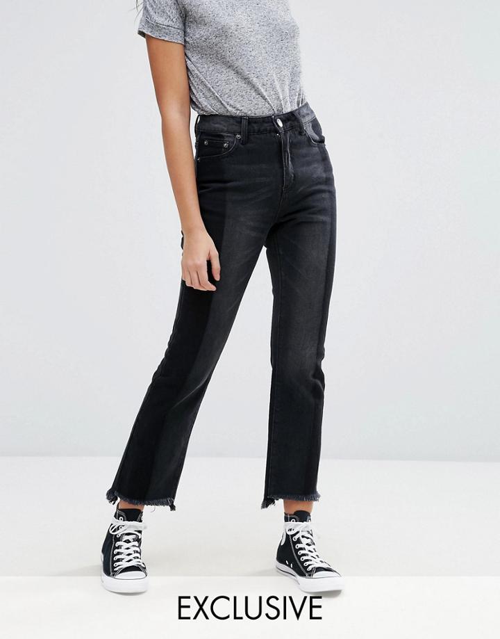 Liquor & Poker Deconstucted Straight Leg Denim With Raw Hem - Black
