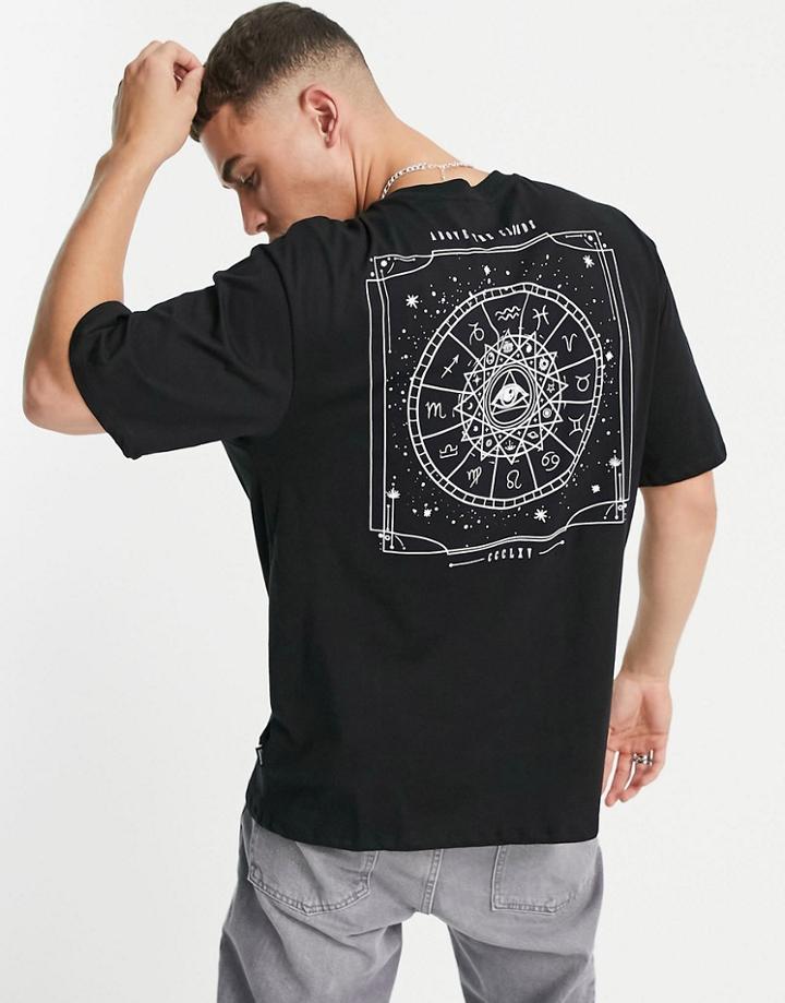 Only & Sons Oversized T-shirt With Mystic Back Print In Black