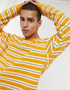 Asos Design Oversized Stripe T-shirt In Yellow & White-multi