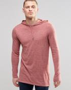 Asos Longline Hoody In Cotton With Side Zips - Pink And Gray Twist