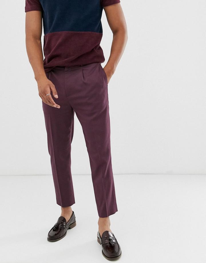 Asos Design Tapered Crop Smart Pants In Plum Wine